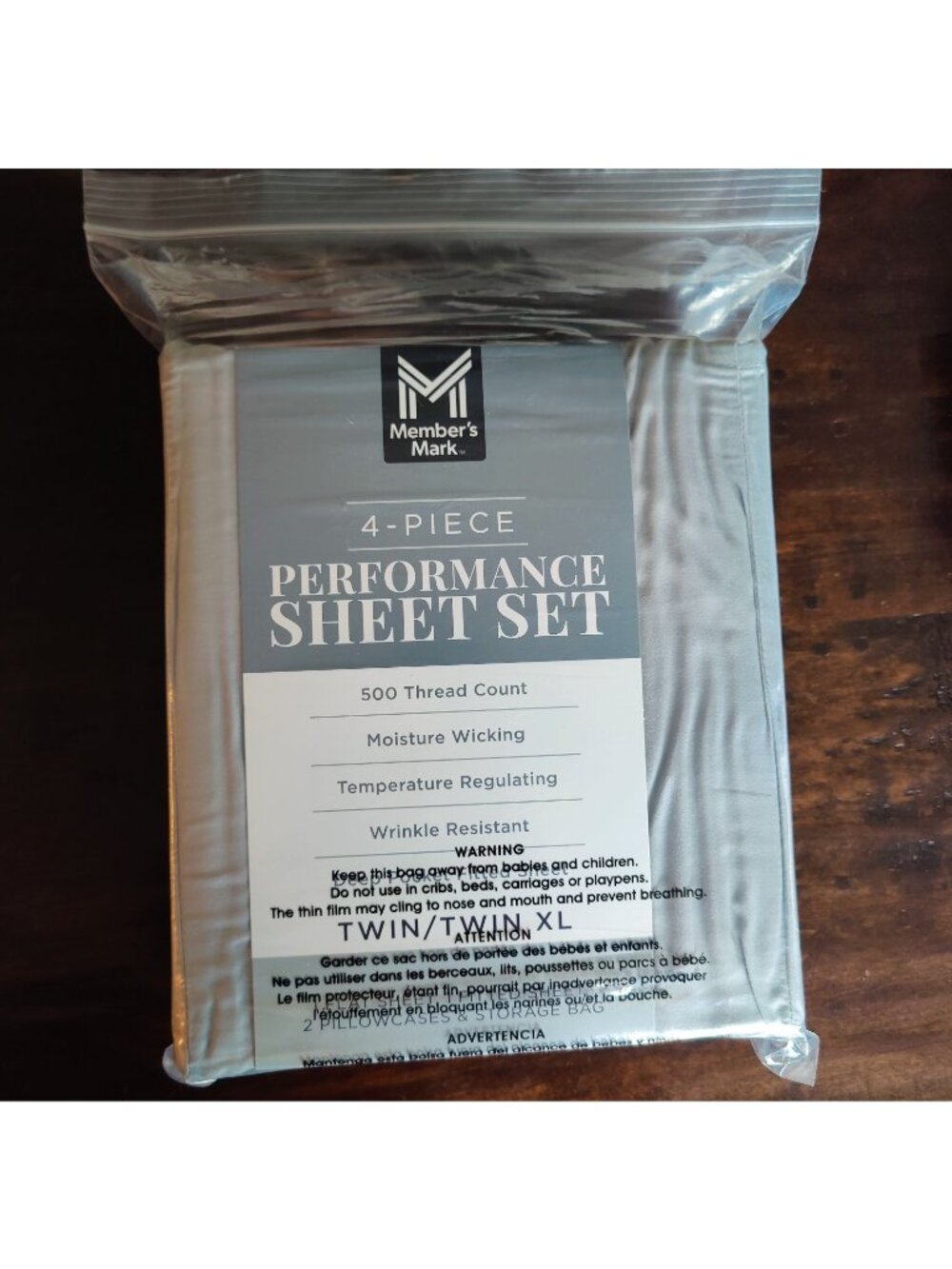 Member's Mark Moisture Wicking Performance Solid Sheet Set Twin/Twin XL College